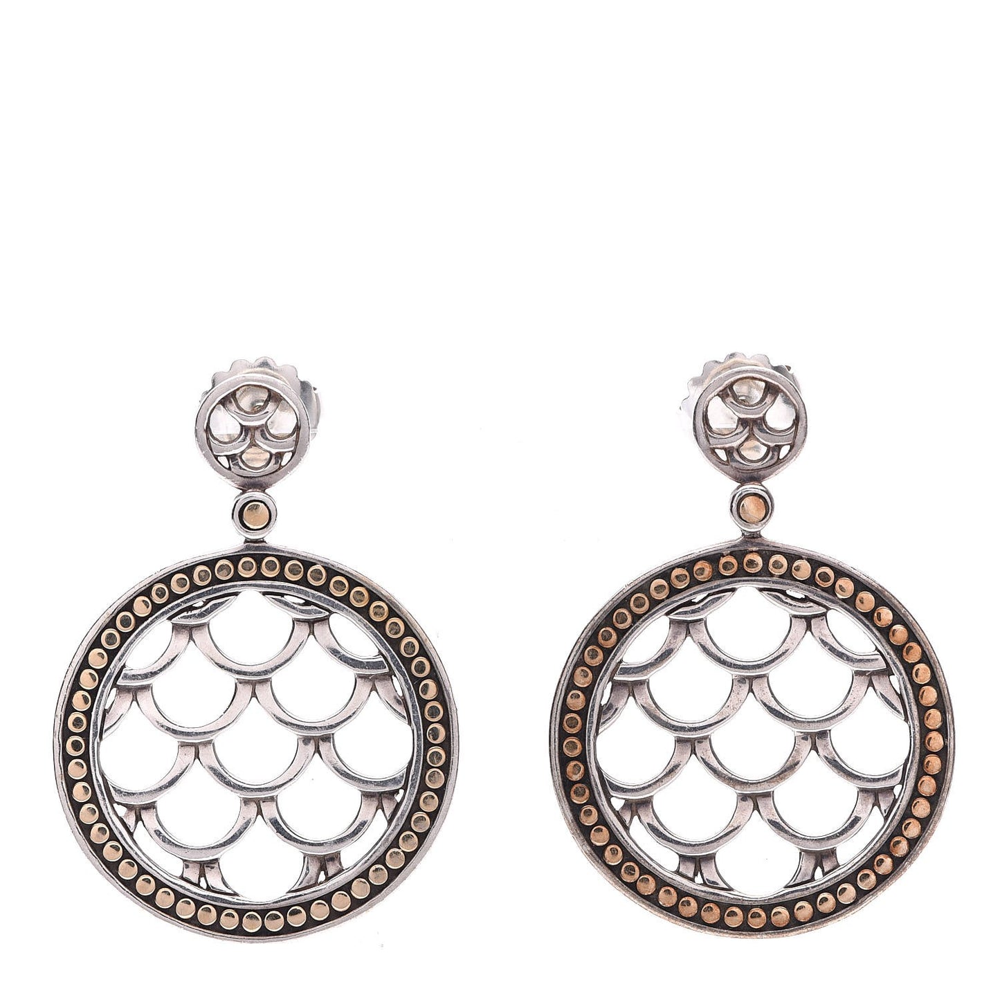 Sterling Silver 18K Yellow Gold Naga Round Earrings