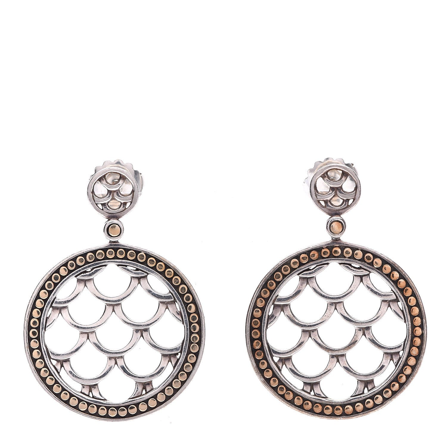 John Hardy Sterling Silver 18K Yellow Gold Naga Round Earrings 1 of 7