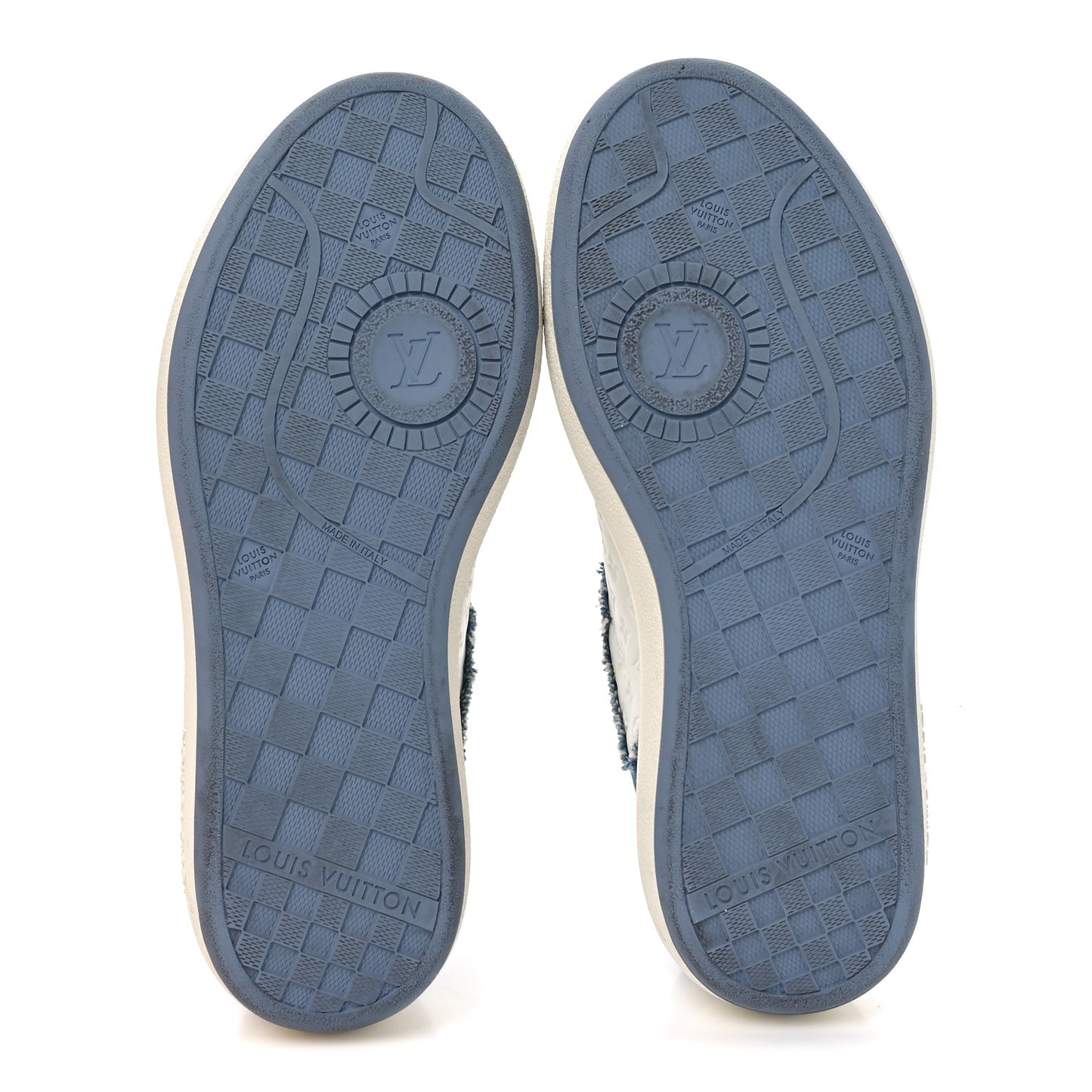 Denim Calfskin Embossed LV Groovy Platform Sneakers 38 Blue White