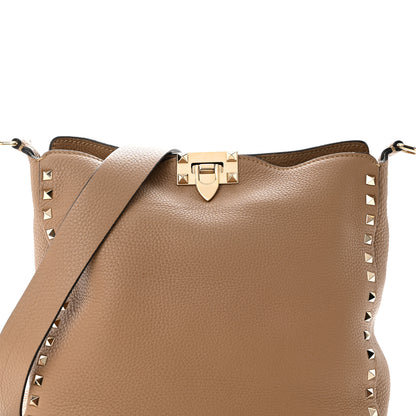 Valentino Garavani Pebbled Calfskin Small Rockstud Flip-Lock Messenger Bag Beige 8 of 10