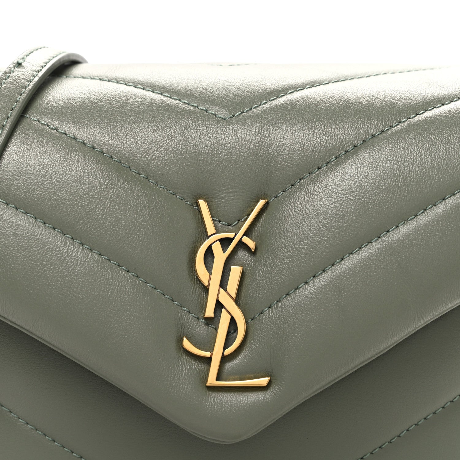 Saint Laurent Calfskin Y Quilted Monogram Toy Loulou Crossbody Bag Light Sage 8 of 11