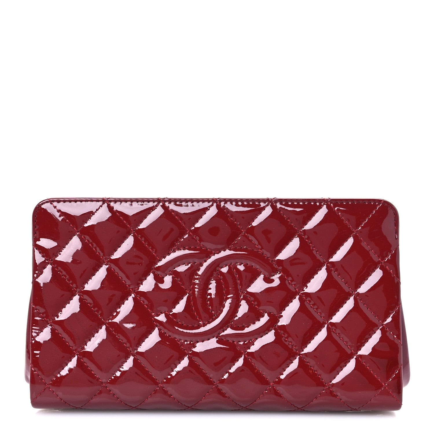 Chanel Patent CC Quilted Timeless Clutch Red 1 of 10