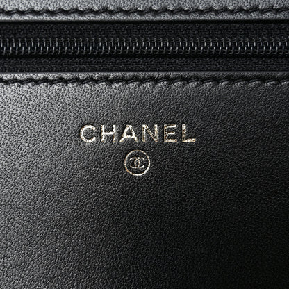 Chanel Lambskin Quilted All About Chanel Charm Wallet On Chain WOC Black 6 of 11