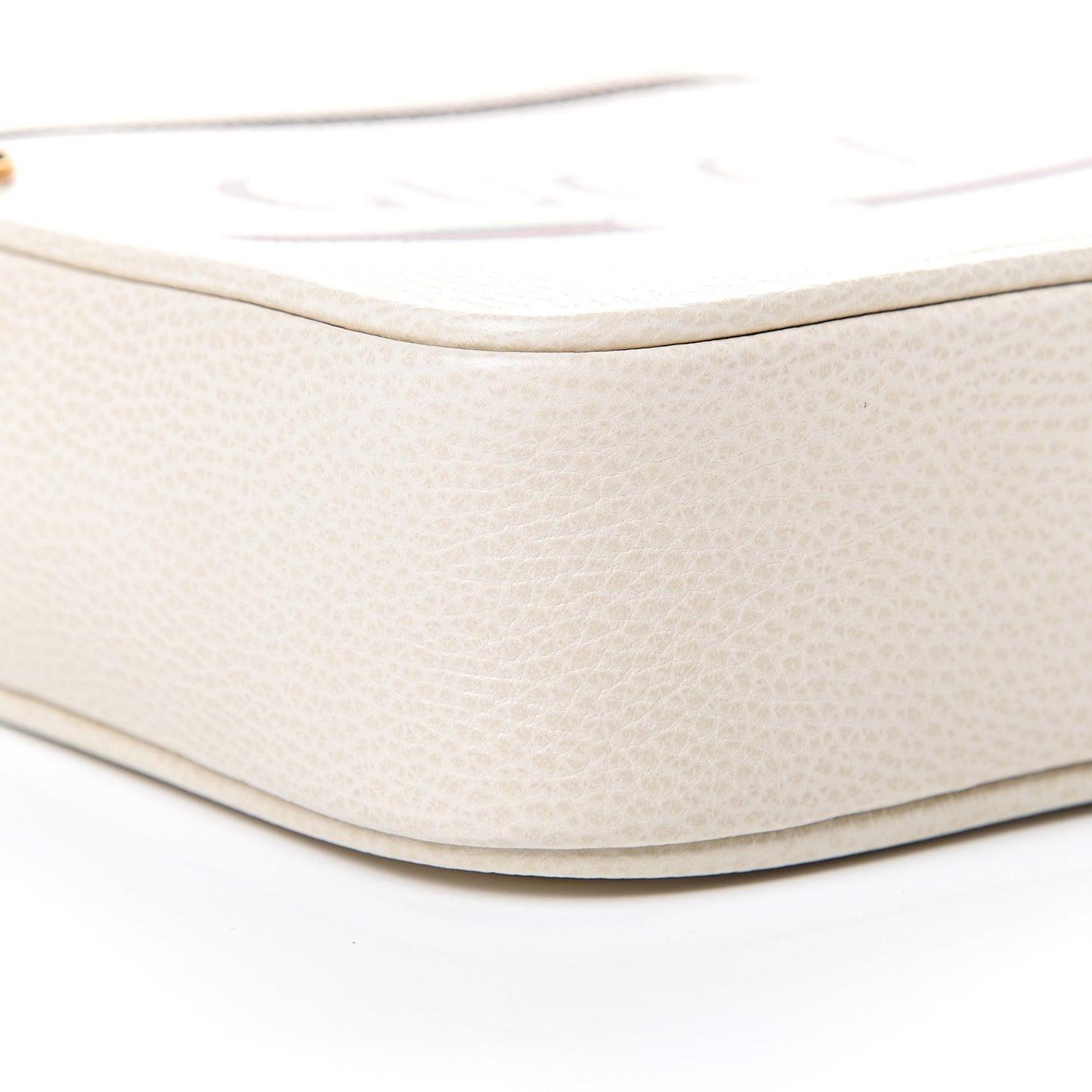 Grained Calfskin Logo Messenger Bag White