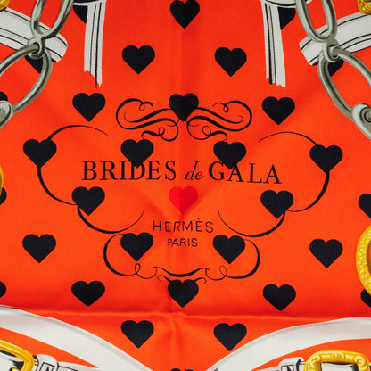 Hermes Silk Brides De Gala Love Scarf 90 Orange Marine Blanc 4 of 5