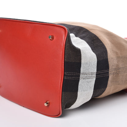 Burberry Canvas Mega Check Medium Ashby Hobo Cadmium Red 9 of 9