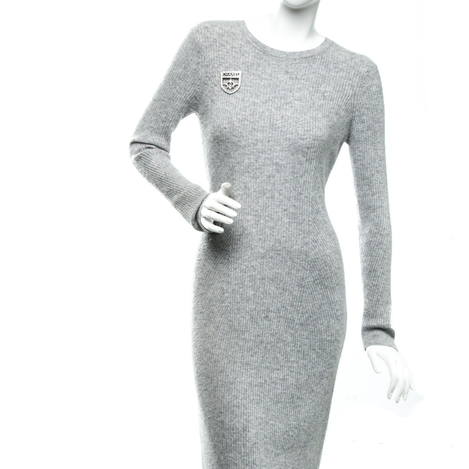 Chanel Swarovski Baguette Crystal CC Shield Brooch Silver 2 of 4