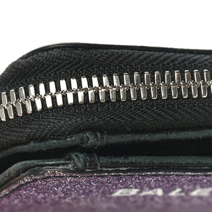 Balenciaga Glitter Calfskin Logo Everyday Multi Zip Wallet Purple 15 of 16