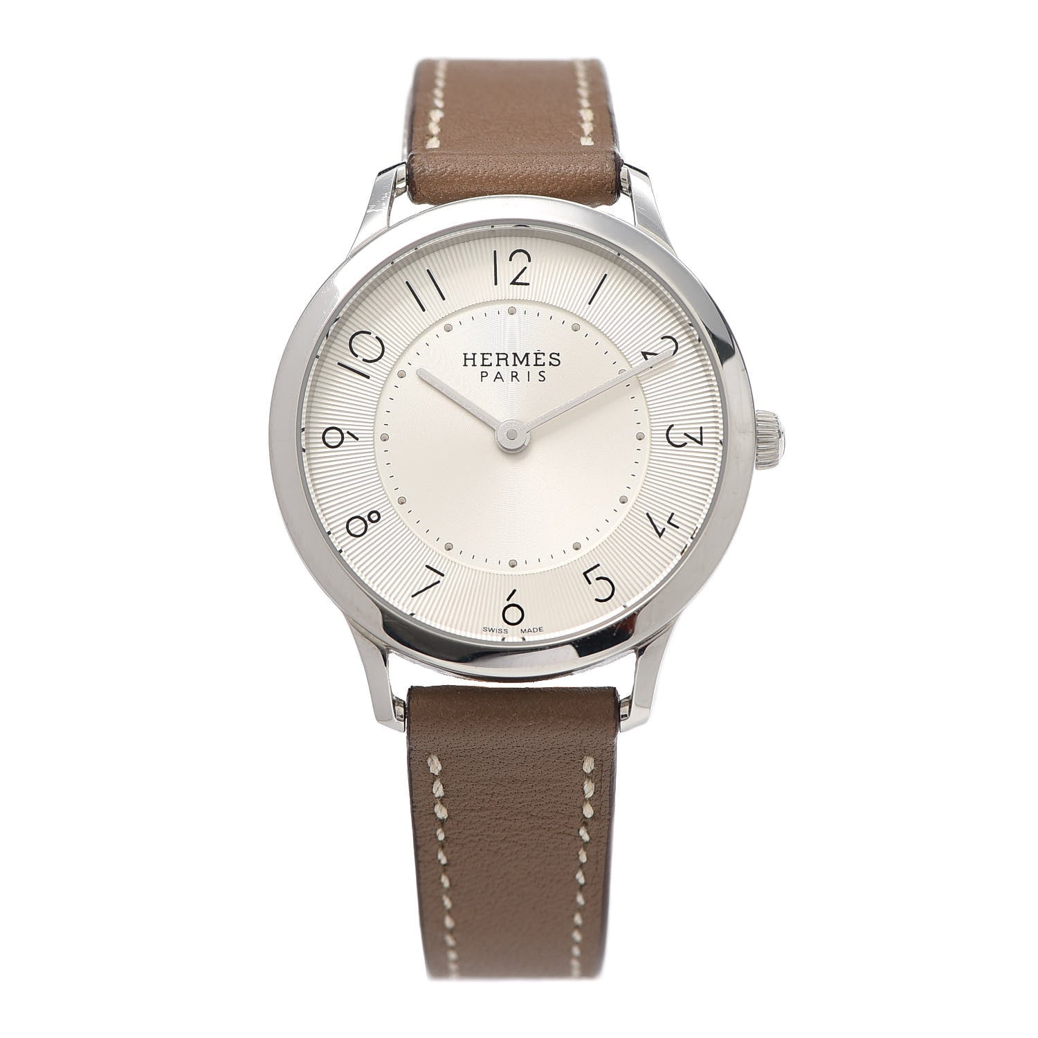 Hermes Stainless Steel Swift 32mm Slim d'Hermes Quartz Watch Etoupe 1 of 5