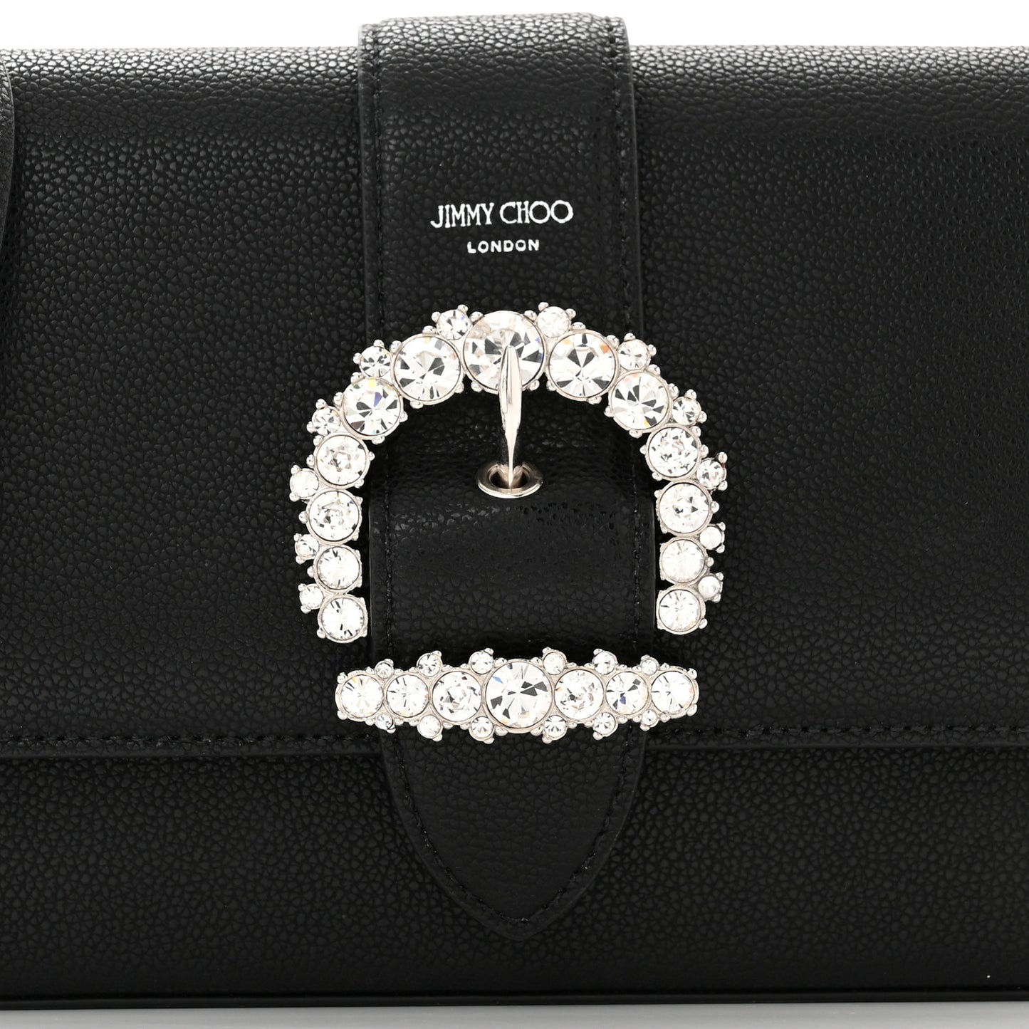 Calfskin Crystal Cheri Wallet on Chain Bag Black