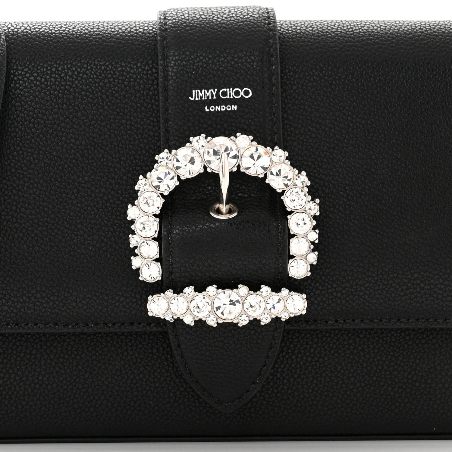 Jimmy Choo Calfskin Crystal Cheri Wallet on Chain Bag Black 7 of 10