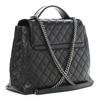 Chanel Goatskin Quilted Small CC University Shopping Tote Black 2 of 10