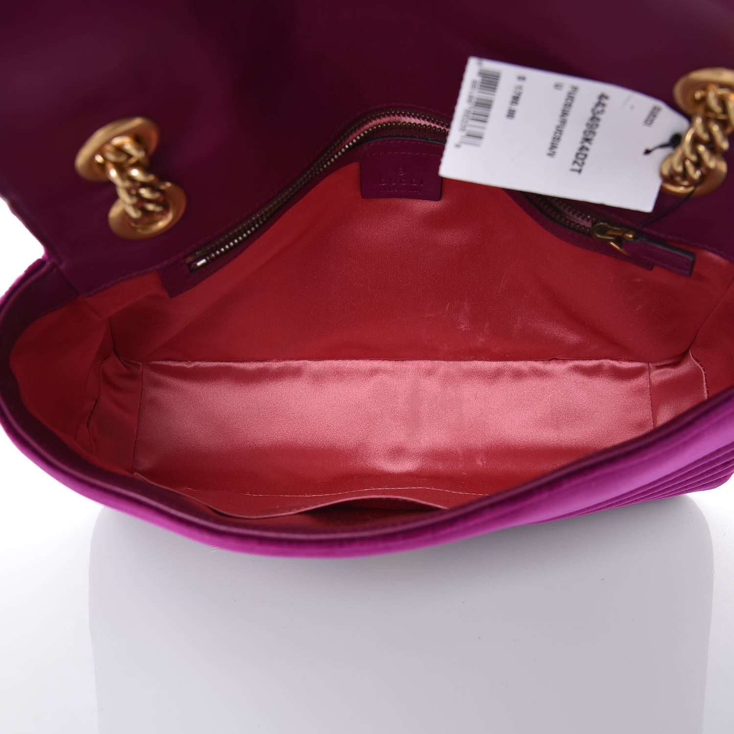 Gucci Velvet Matelasse Medium GG Marmont Shoulder Bag Fuchsia Violet Cyclamen 5 of 7