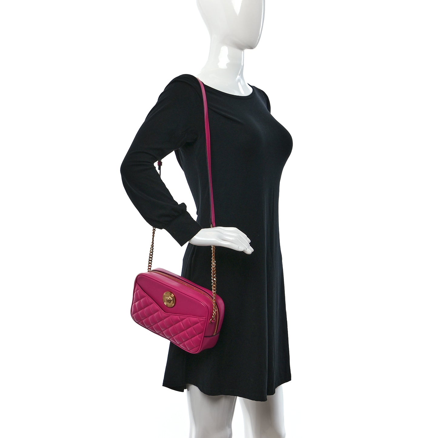 Nappa Quilted Medium La Medusa Camera Bag Pink