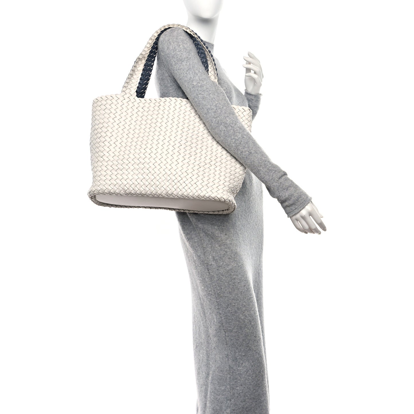 Nappa Intrecciato Bicolor Tote Bag Thunder White Silver