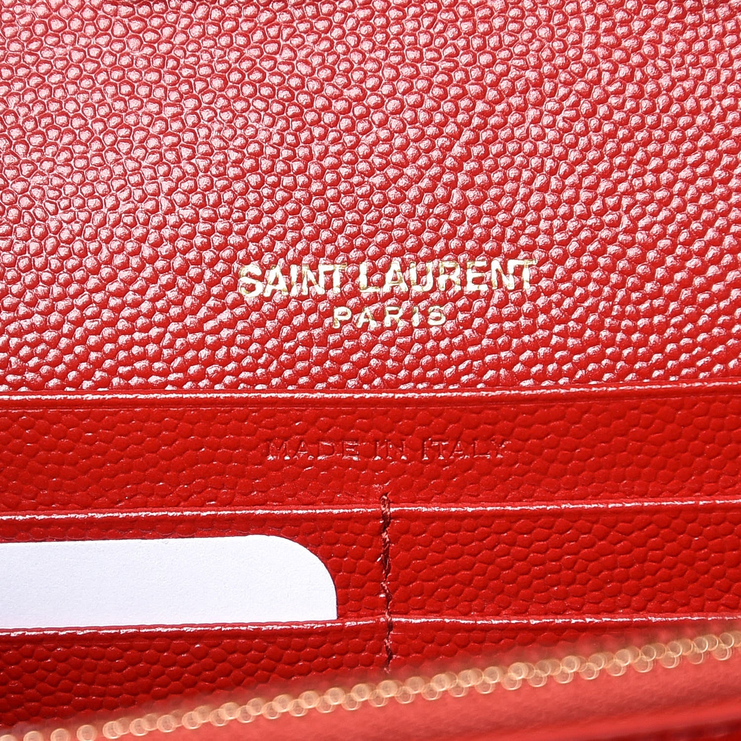 Saint Laurent Grain De Poudre Matelasse Chevron Monogram Chain Wallet Bandana Red 6 of 6