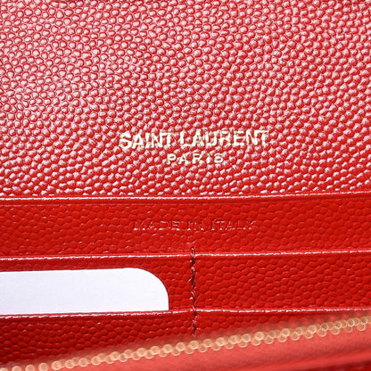 Saint Laurent Grain De Poudre Matelasse Chevron Monogram Chain Wallet Bandana Red 6 of 6