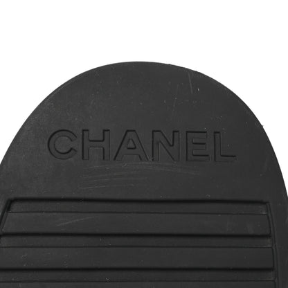 Chanel Calfskin Quilted Logo Lace Up Loafers 41 Black Grey 6 of 7