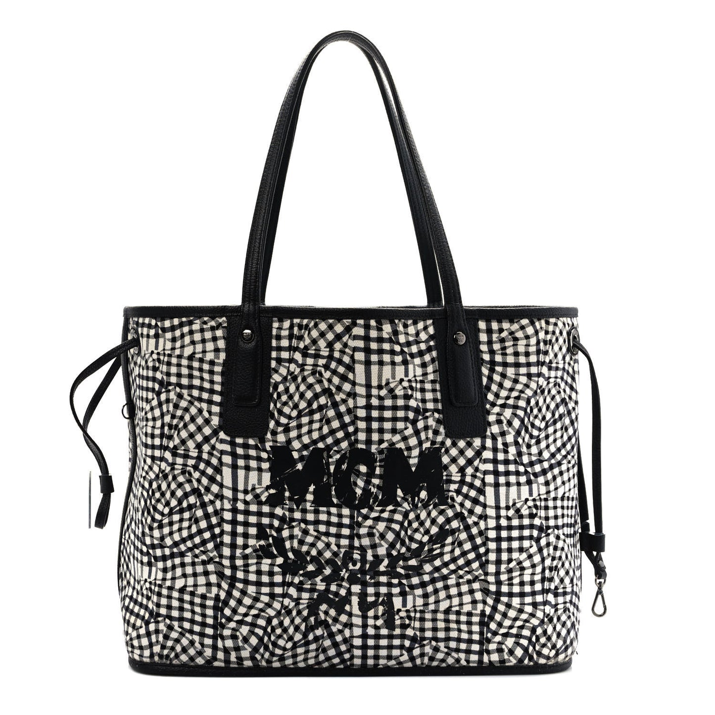 Grained Calfskin Visetos Medium Liz Reversible Shopper Tote Black