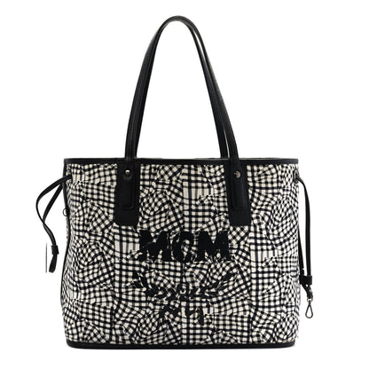 MCM Grained Calfskin Visetos Medium Liz Reversible Shopper Tote Black 3 of 19