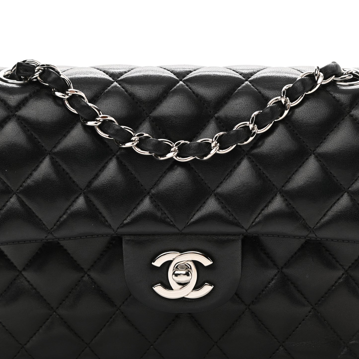 Lambskin Quilted Small Double Flap Black