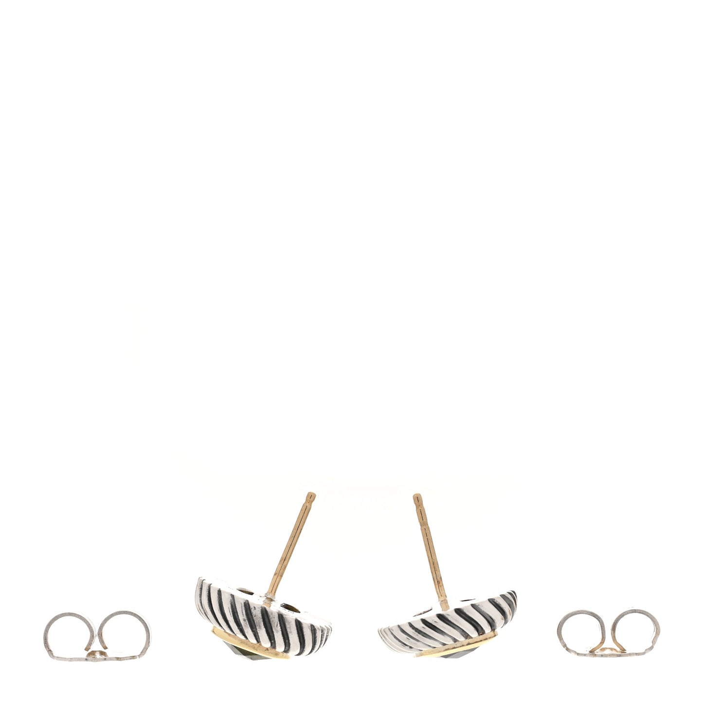 Sterling Silver 14K Yellow Gold Peridot 7mm Albion Cable Earrings