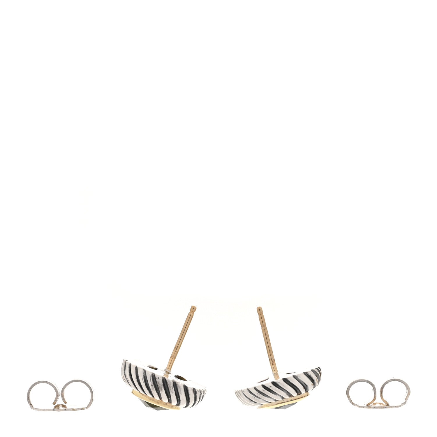 David Yurman Sterling Silver 14K Yellow Gold Peridot 7mm Albion Cable Earrings 3 of 4