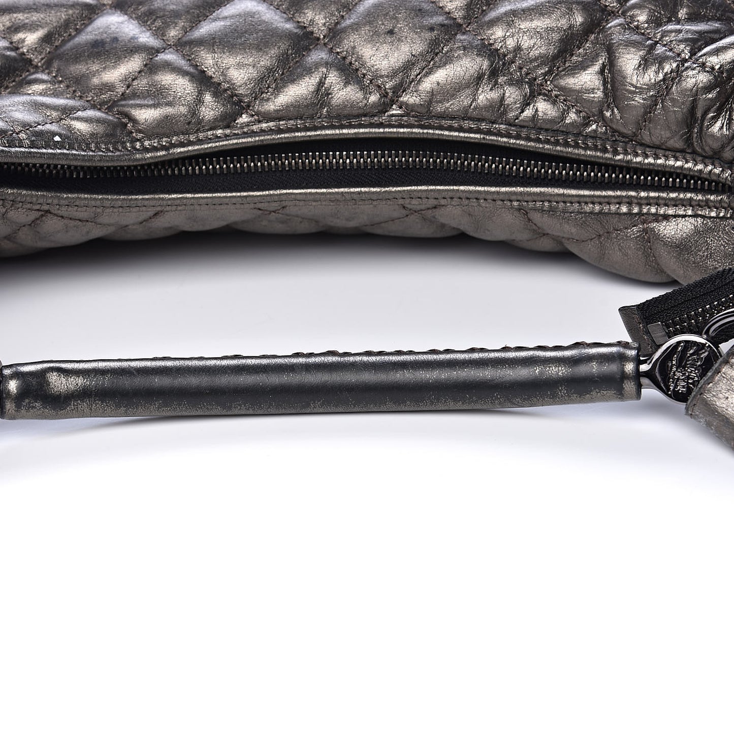 Metallic Calfskin Quilted Hoxton Hobo Nickel
