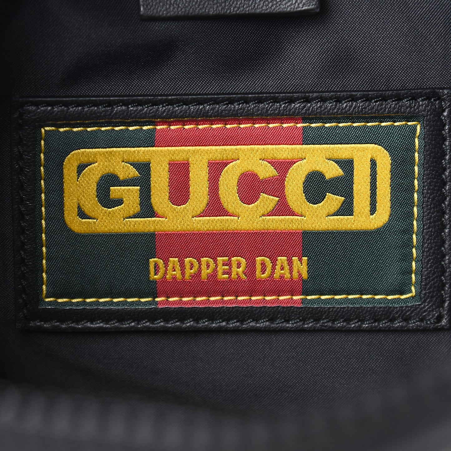 X DAPPER DAN Calfskin Laminated Ayers GG Micro Monogram Mens Belt Bag Black