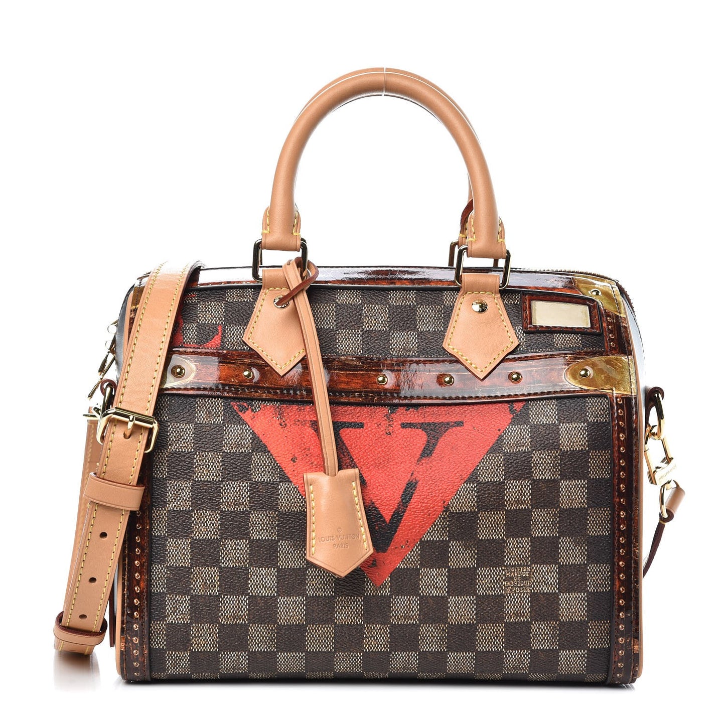 Transformed Damier Ebene Time Trunk Speedy Bandouliere 25 Black