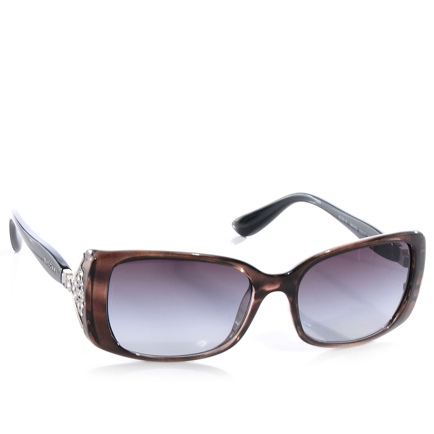 BVLGARI Tortoise and Crystal Ventaglio Square Frame Sunglasses 8099-B