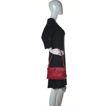 Bottega Veneta Nappa Intrecciato Shoulder Bag Red 2 of 12
