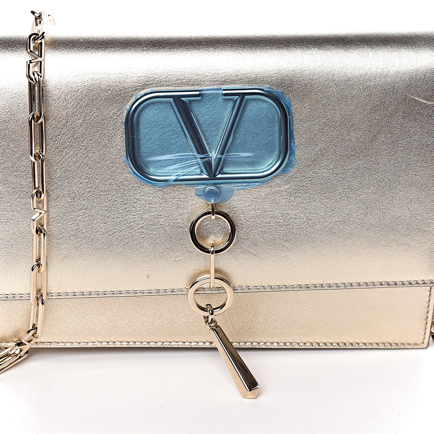 Metallic Nappa Small VCase Bag Platinum