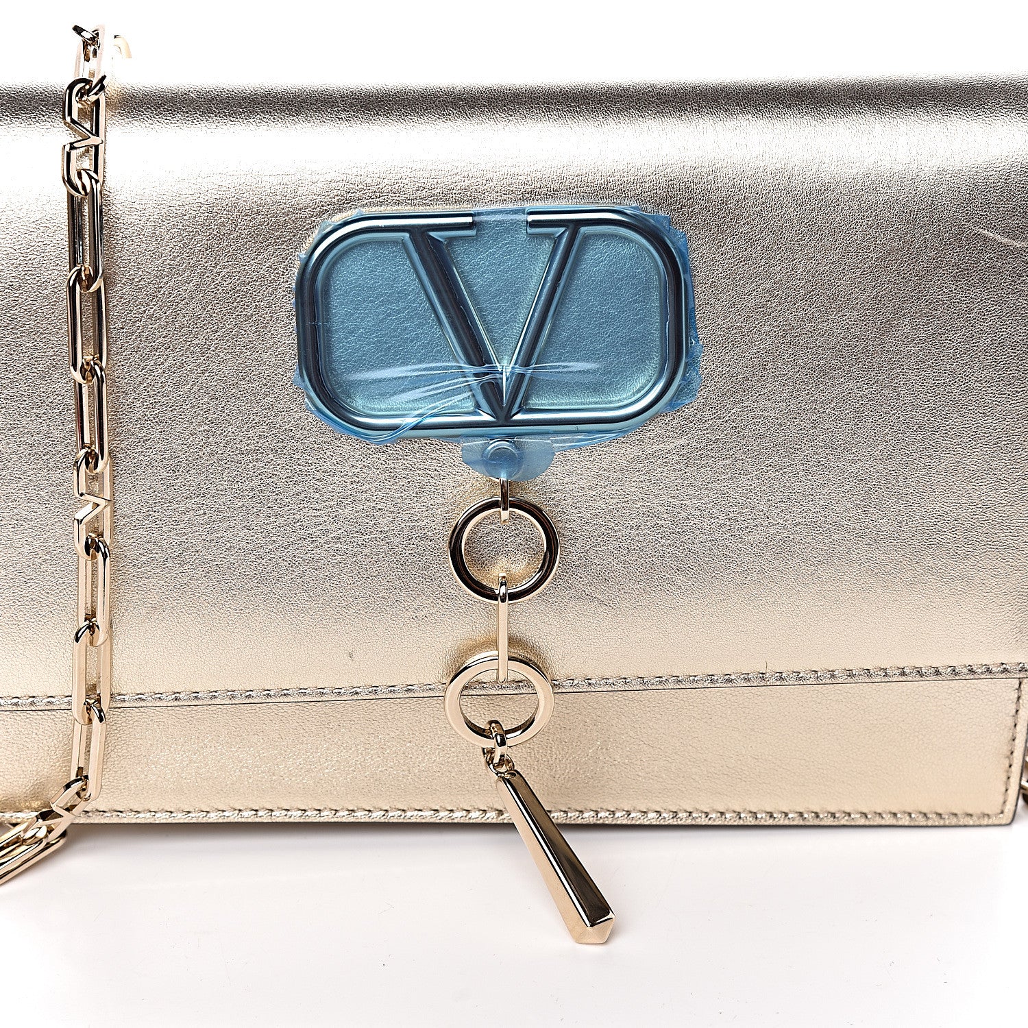 Valentino Garavani Metallic Nappa Small VCase Bag Platinum 9 of 9