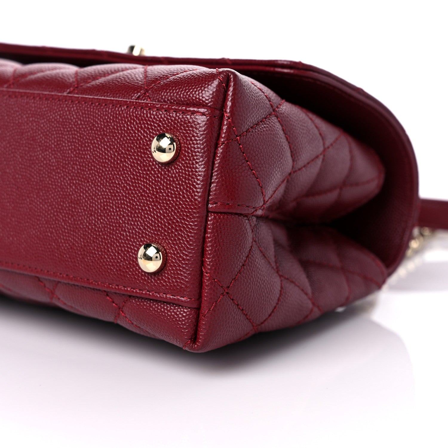 Chanel Caviar Lizard Embossed Quilted Mini Coco Handle Flap Burgundy 9 of 9