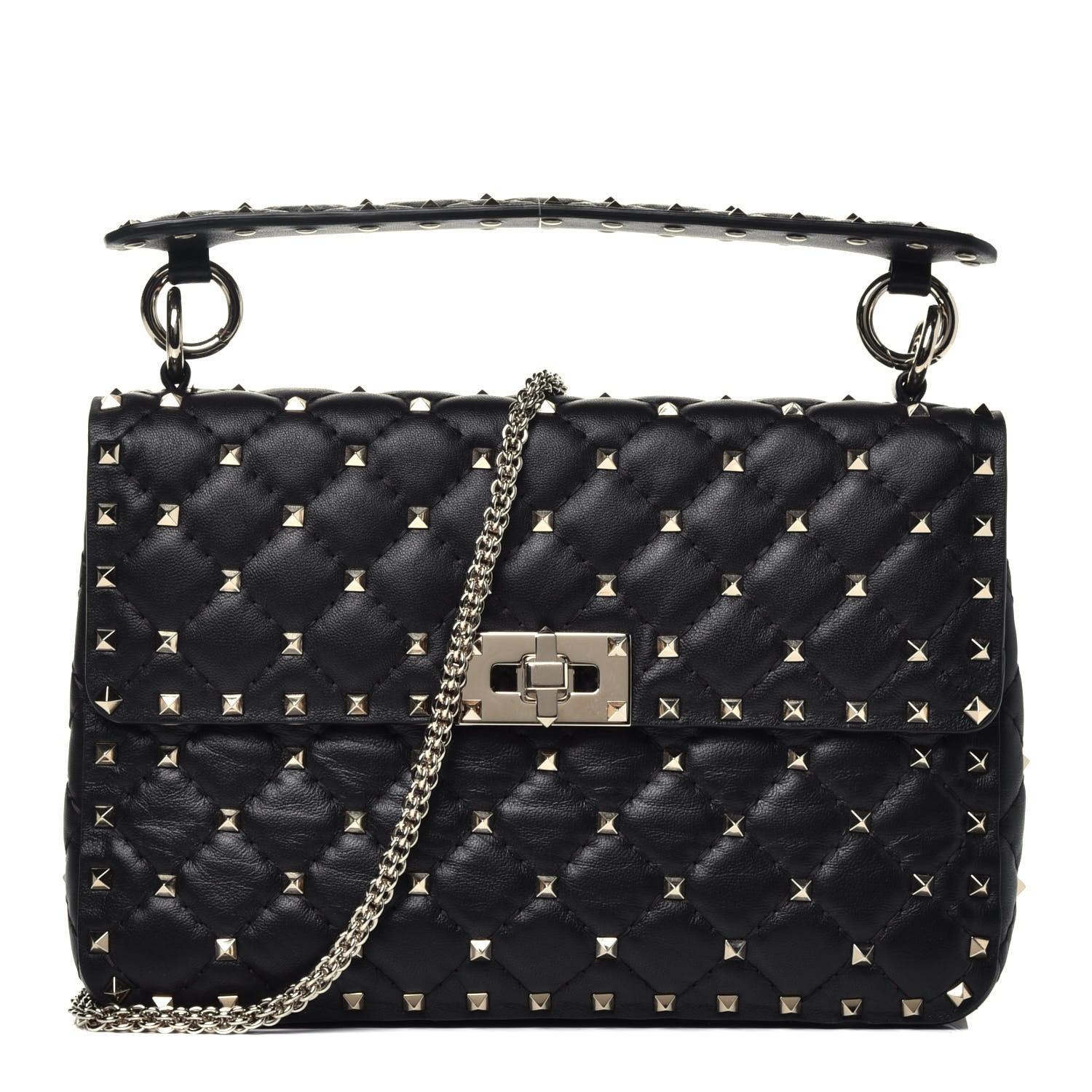 Valentino Garavani Lambskin Medium Rockstud Spike Shoulder Bag Black 1 of 9