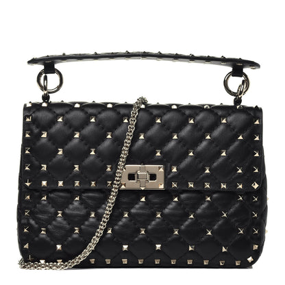 Valentino Garavani Lambskin Medium Rockstud Spike Shoulder Bag Black 1 of 9