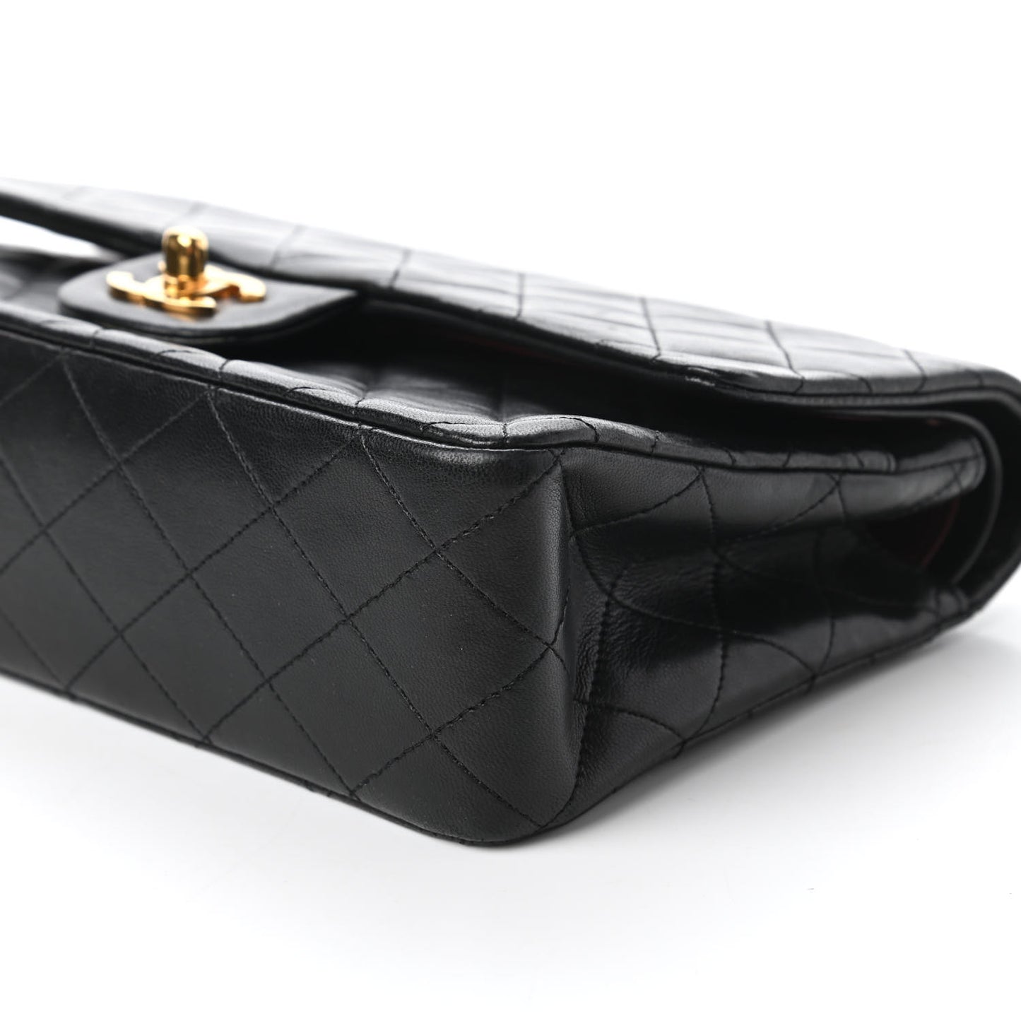 Lambskin Quilted Medium Double Flap Black