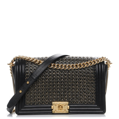 Chanel Braided Sheepskin Large Boy Reverso Flap Black 1 of 8