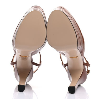 Gucci Malaga Kid Angel T-Strap Platform High Heel Pumps 40 Brown Papaya 5 of 7