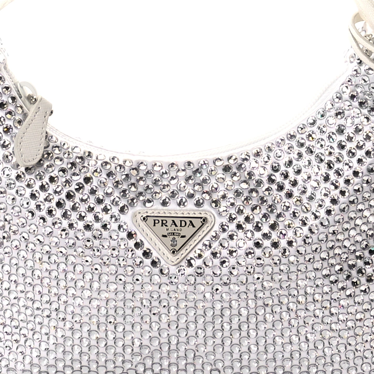 Satin Crystal Mini Re-Edition 2000 Bag White