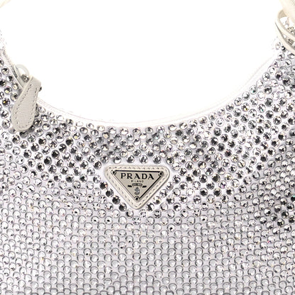 Prada Satin Crystal Mini Re-Edition 2000 Bag White 8 of 11