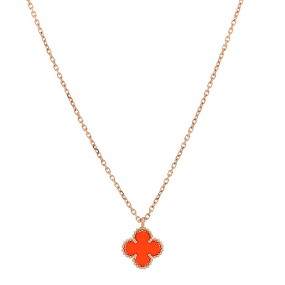 Van Cleef & Arpels 18K Rose Gold Carnelian Sweet Alhambra Pendant Necklace 1 of 8