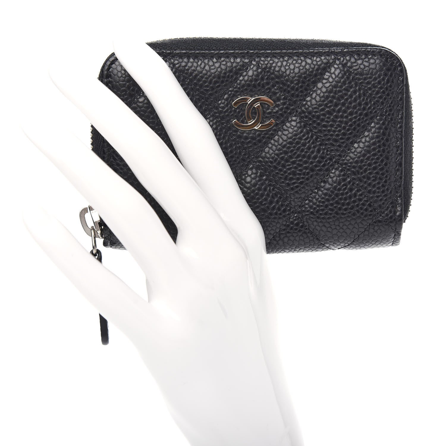 Chanel Caviar Quilted Zip Coin Purse Black 2 of 8