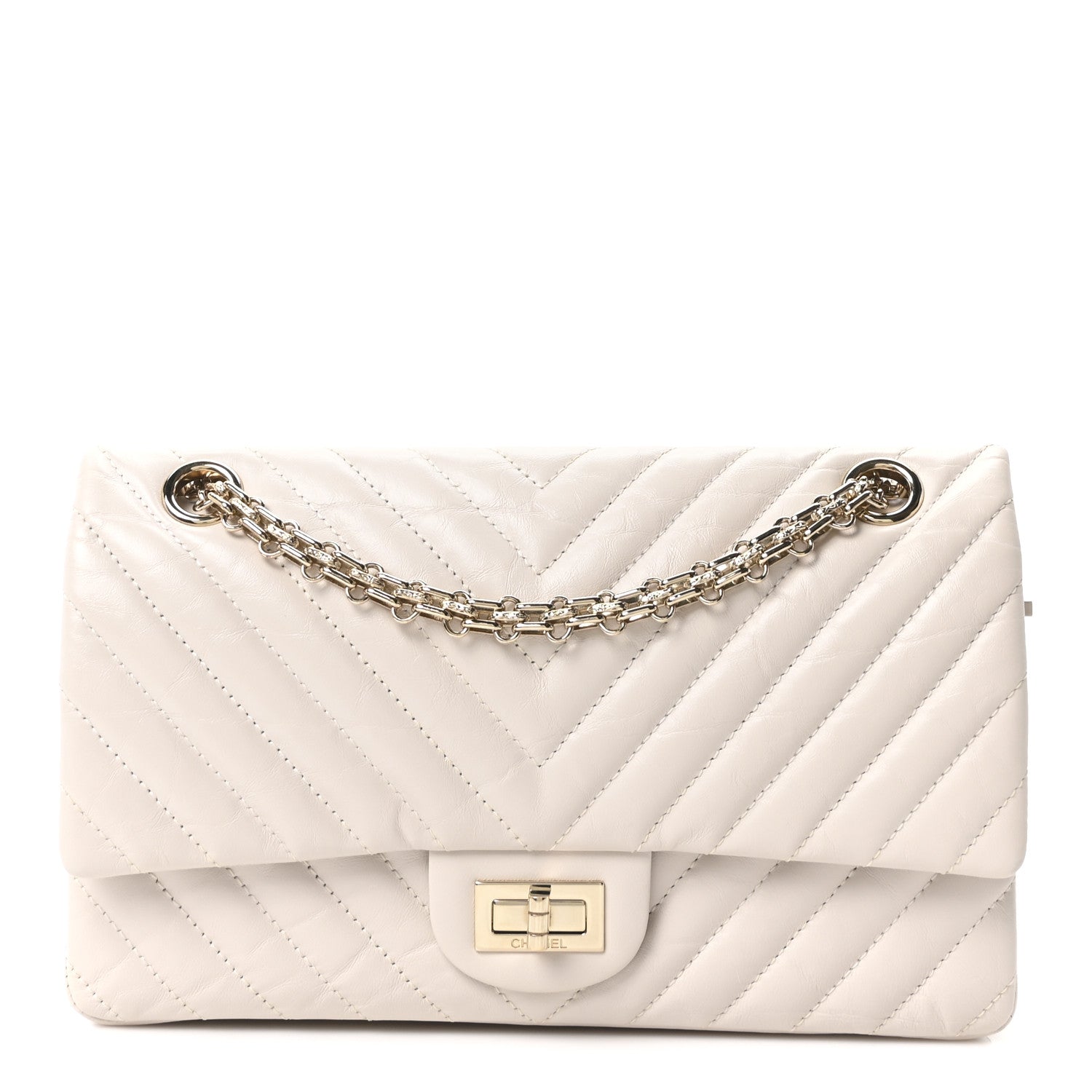 Chanel Aged Calfskin Chevron Quilted 2.55 Reissue 225 Flap Ivory 1 of 11