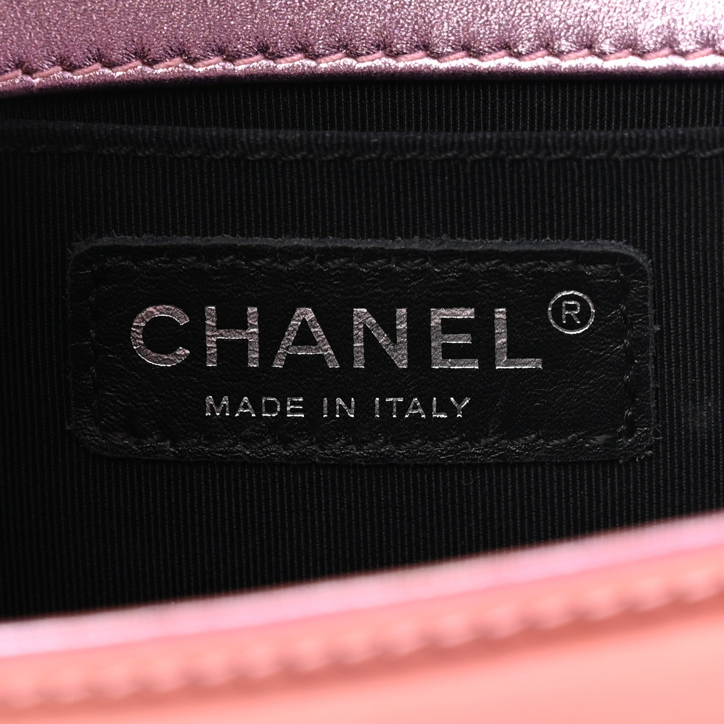 Metallic Patent Calfskin Quilted Small Boy Flap Pink