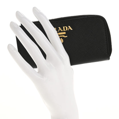 Prada Saffiano Metal Zip Around Key Holder Black 2 of 12