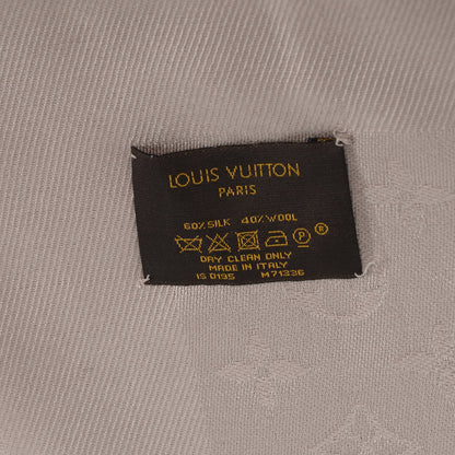 Louis Vuitton Silk Wool Monogram Shawl Greige 4 of 5