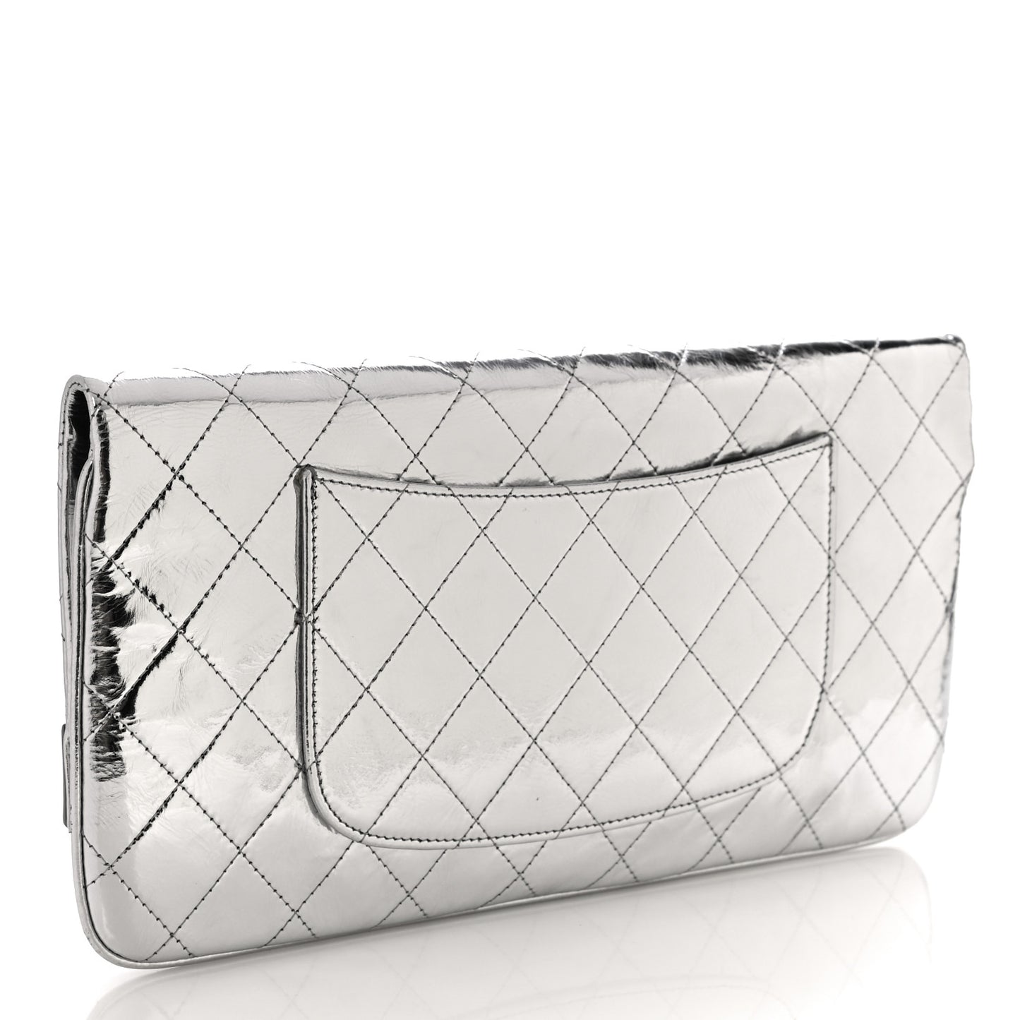 Metallic Crumpled Calfskin Small 31 Pouch Silver