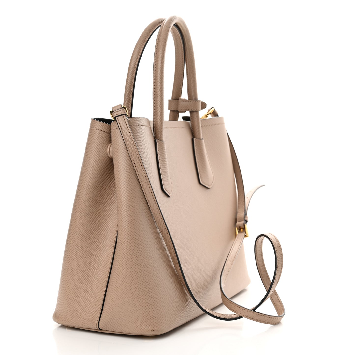 Saffiano Cuir Medium Double Bag Cammeo Black